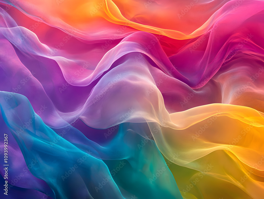 Obraz premium Holographic neon background ,Colorful psychedelic abstract. Pastel color waves for background