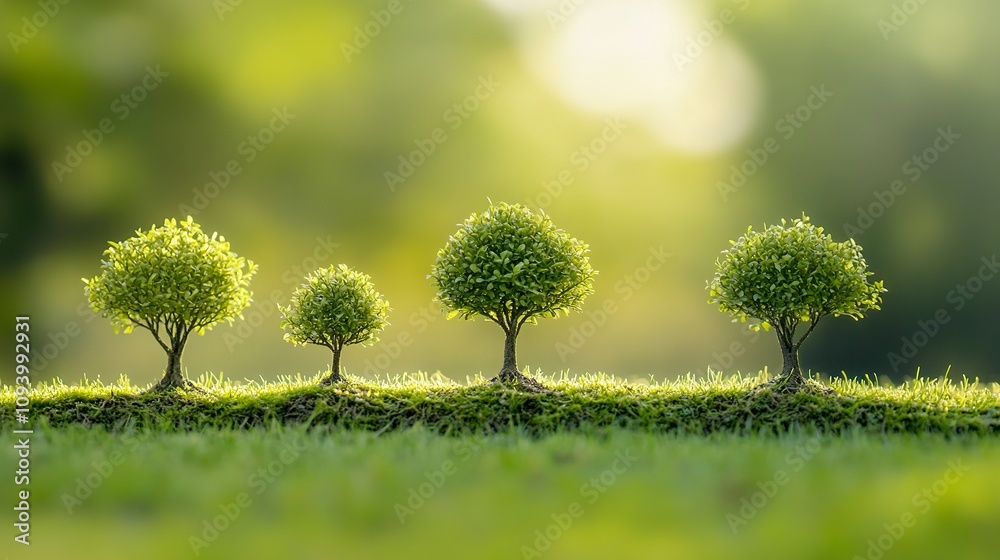 Small trees on green background concept of caring for the environment and world environment day. Small trees on green background concept of caring for the environment and world environment day.