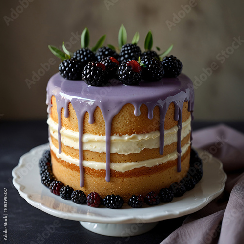 cake with berries