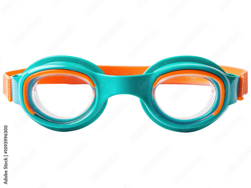 Fototapeta premium Colorful Swim Goggles for Children with Adjustable Strap, Perfect for Pool Activities, Water Sports, and Summer Fun for Kids of All Ages