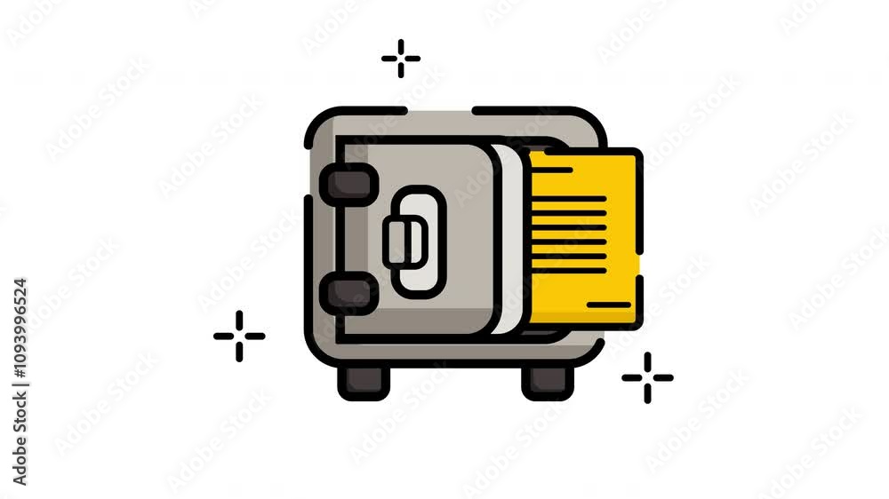 A safe contains for paper documents. A safe contains for paper documents.