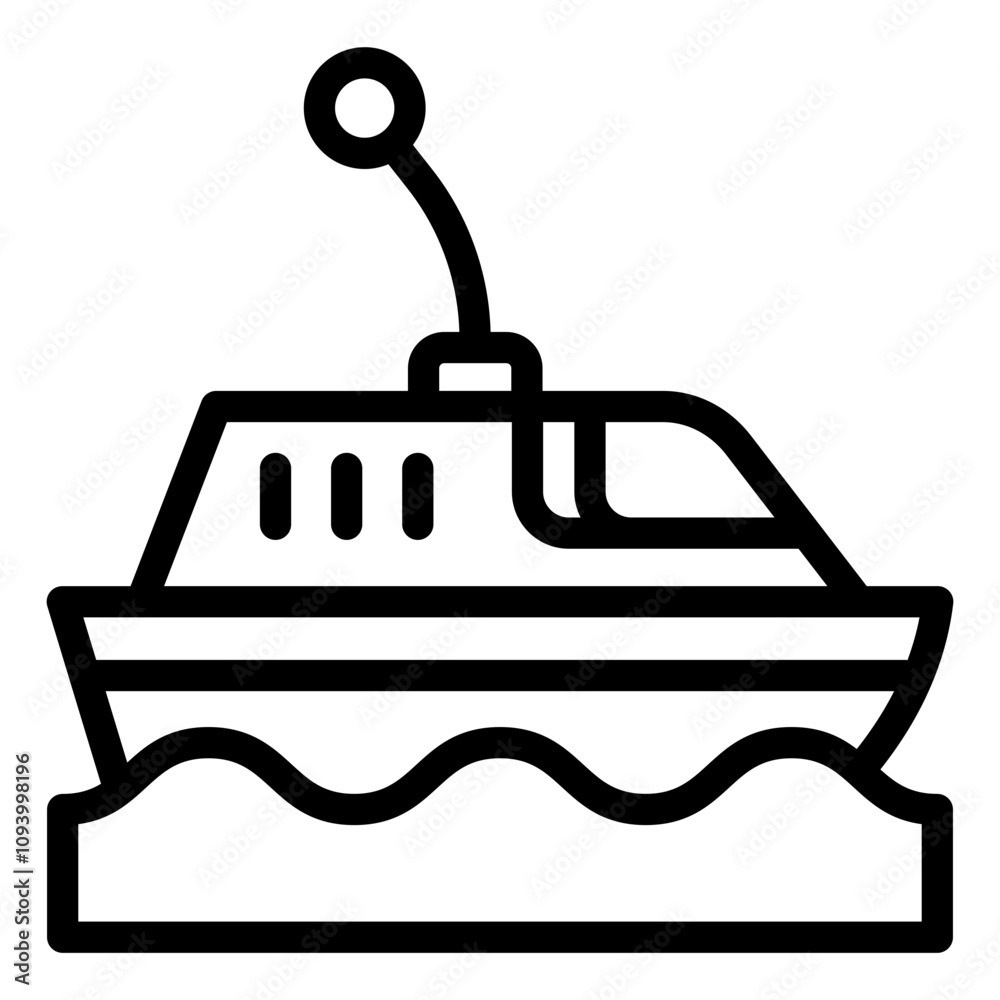 RC boat outline icon showcasing a sleek remote-controlled watercraft RC boat outline icon showcasing a sleek remote-controlled watercraft