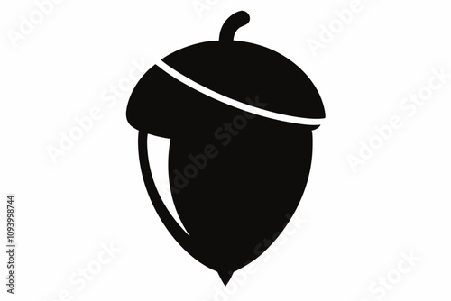 Black acorn silhouette vector illustration design on white background.