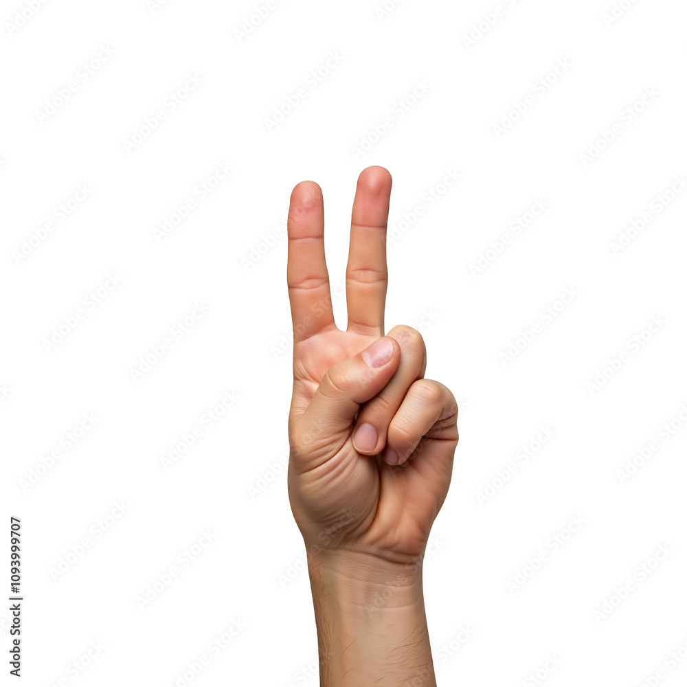 Naklejka premium Isolated hands, showing numbers 2, two