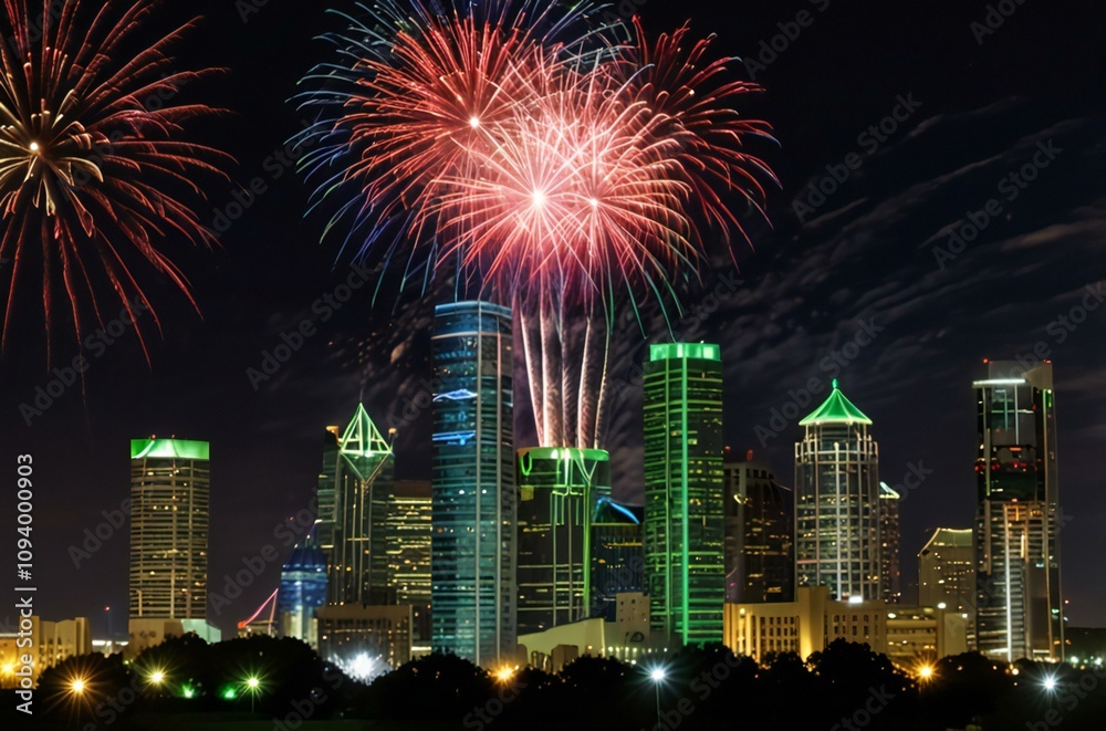 Fototapeta premium fireworks over the river