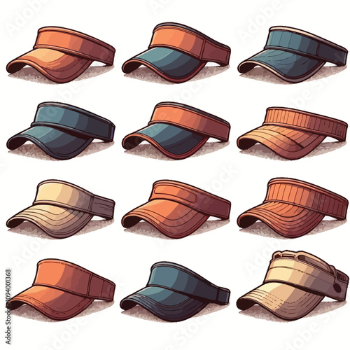 Sun Visors set vector illustration