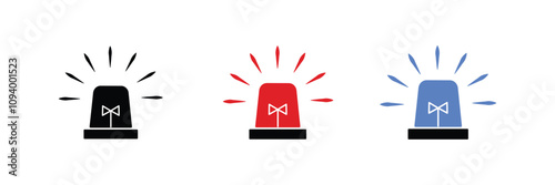 Siren vector flat icon set. eps 10. Police flasher sirens set realistic. Siren police light icon flat vector . Emergency siren icon, ambulance icon set.