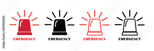 Siren vector flat icon set. eps 10. Police flasher sirens set realistic. Siren police light icon flat vector . Emergency siren icon, ambulance icon set.