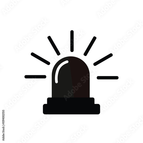 Siren vector icon set in black and red. Emergency flashers siren icon. emergency fire siren icon. Siren ambulance or police icon, Flasher.