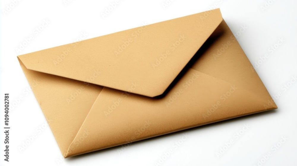 Closed Envelope on Pure White Background Closed Envelope on Pure White Background
