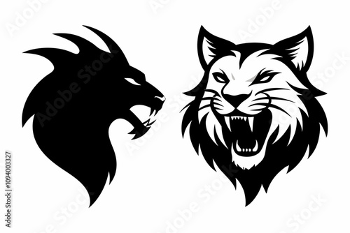 angry lion face icon vector illustration on white background.