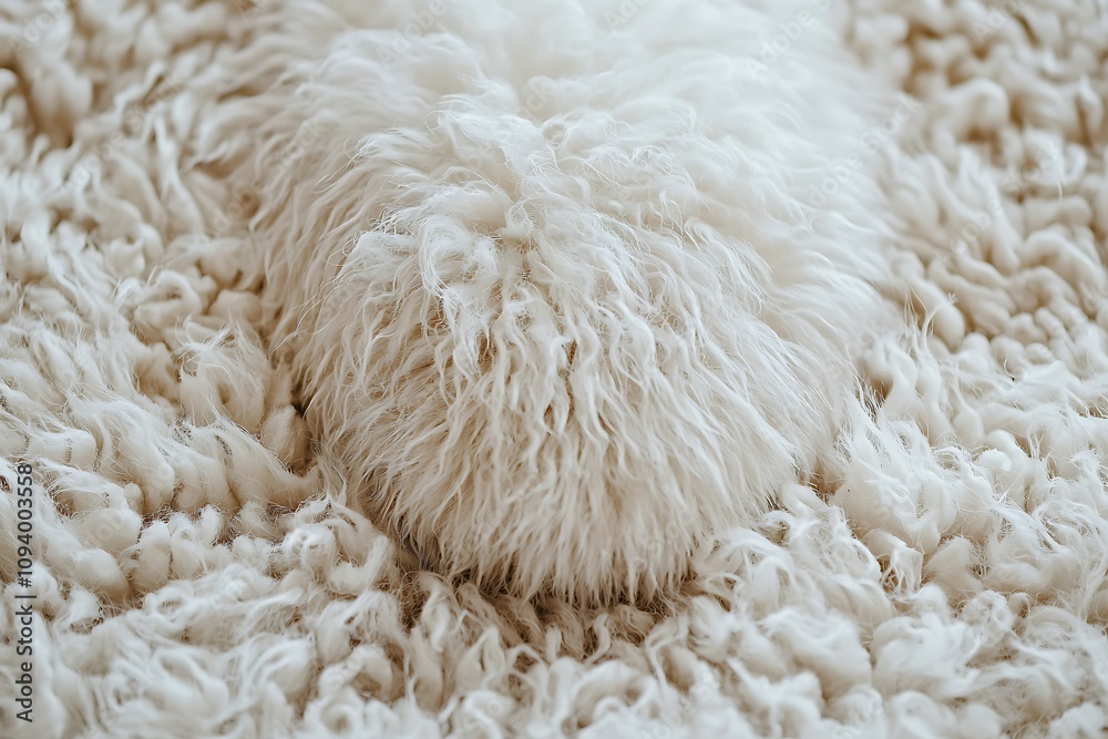 Soft Fluffy White Fur Texture Close Up, Luxurious Cozy Cream Sheepskin Background, Detailed View of Shaggy Fleece, Warm Winter Comfort,  Textured Fabric,  Creamy Pastel Shades