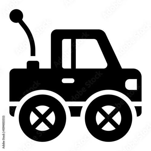 RC truck glyph icon showcasing a rugged off road remote control truck