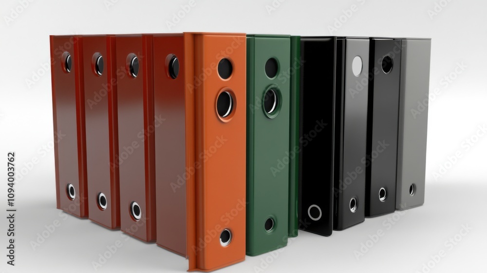 Colorful Binders Showcase on Pure White Background Colorful Binders Showcase on Pure White Background