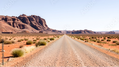 Namibian landscape along the gravel road. Damaraland, homelands in South West Africa, Namibia.