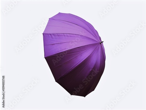 The white background in the picture is a purple umbrella with a black handle, a black aluminum frame, and a purple plastic cover. It is used in both rain and sunshine and has beautiful colors.