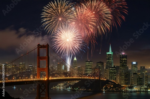 fireworks over the bridge photo