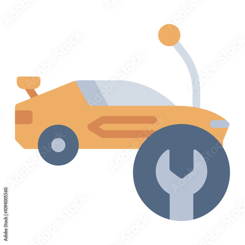 Repair RC car flat icon showing tools for fixing remote vehicles