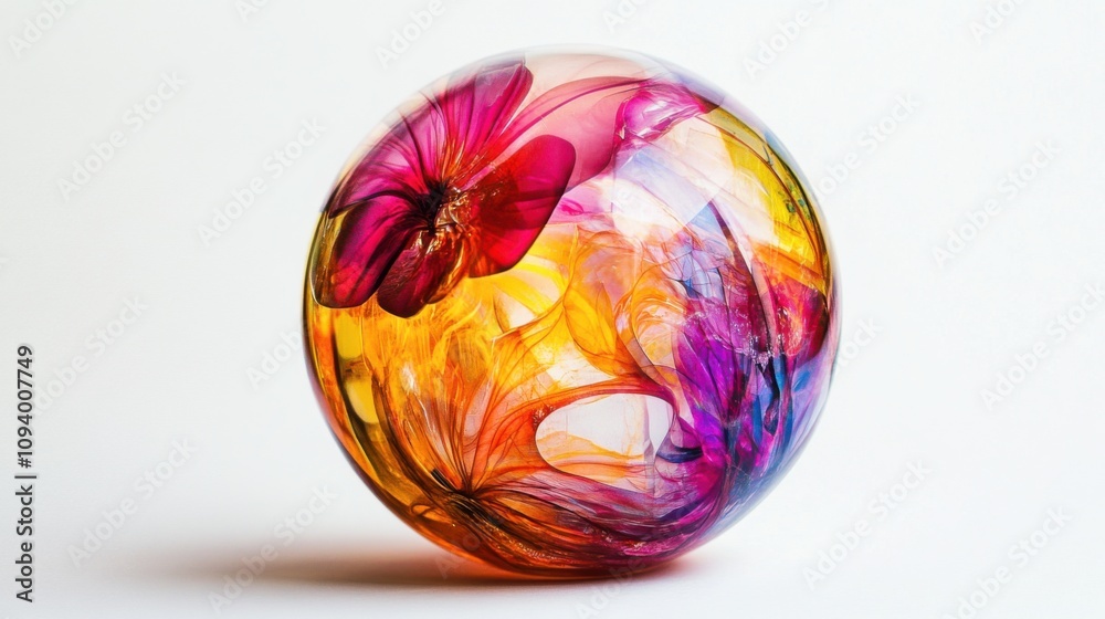 Colorful Round Transparent Sphere on Plain Background Colorful Round Transparent Sphere on Plain Background
