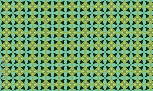 The graphic background is made of a pattern of rectangular shapes that are layered with different shapes. Each piece is colored in green tones.