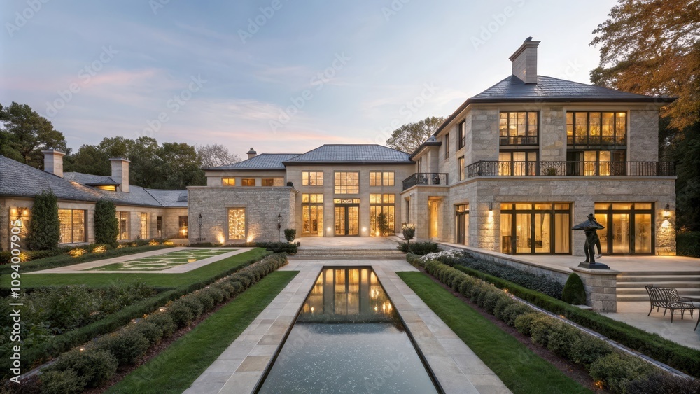 Fototapeta premium Luxurious contemporary presidential palace with elegant landscaping