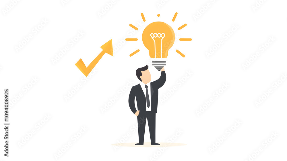 Businessman holding lightbulb symbolizes innovation and growth, representing ideas and success in professional environment Businessman holding lightbulb symbolizes innovation and growth, representing ideas and success in professional environment