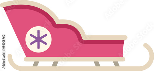 Pink and red santa claus sleigh, gliding through the snow, delivering christmas presents to all the good children
