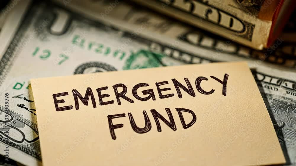 Emergency Fund Concept with Cash Background