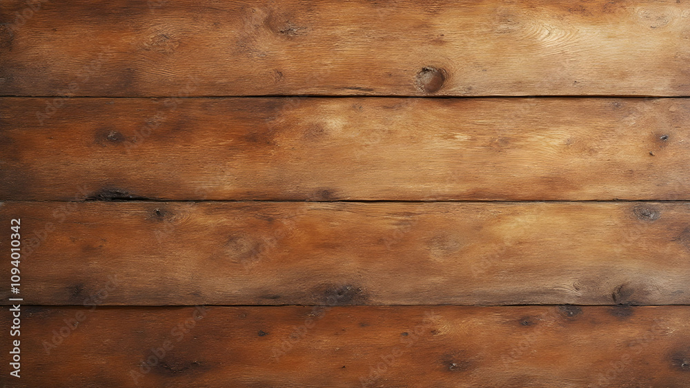 Naklejka premium Rustic wooden planks with visible grains and natural imperfections in warm brown tones | texture