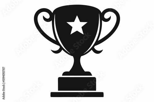  Trophy cup silhouette icon vector on white background 