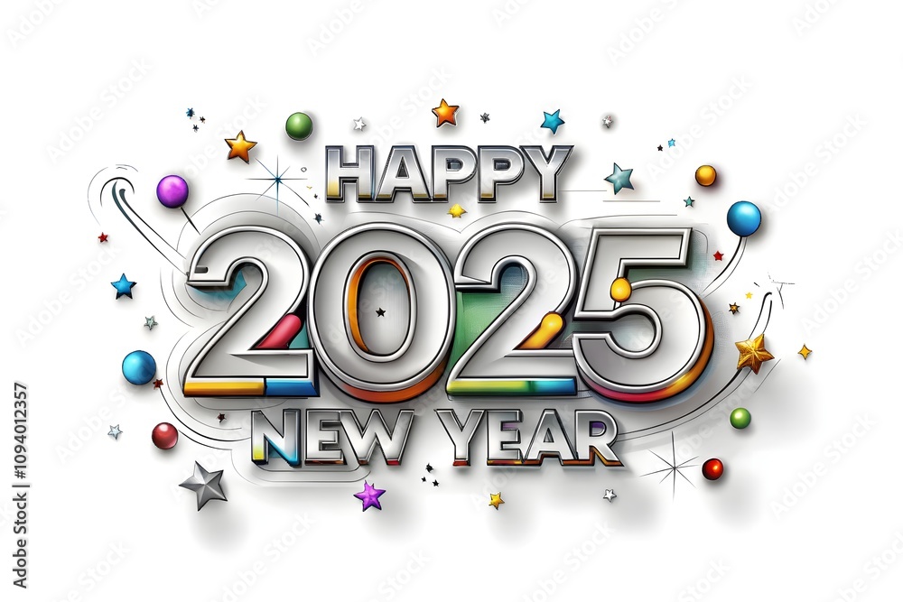 Happy new year 2025 greeting, new year 2025, happy new year , banner, AI Generative on white solid color Happy new year 2025 greeting, new year 2025, happy new year , banner, AI Generative on white solid color