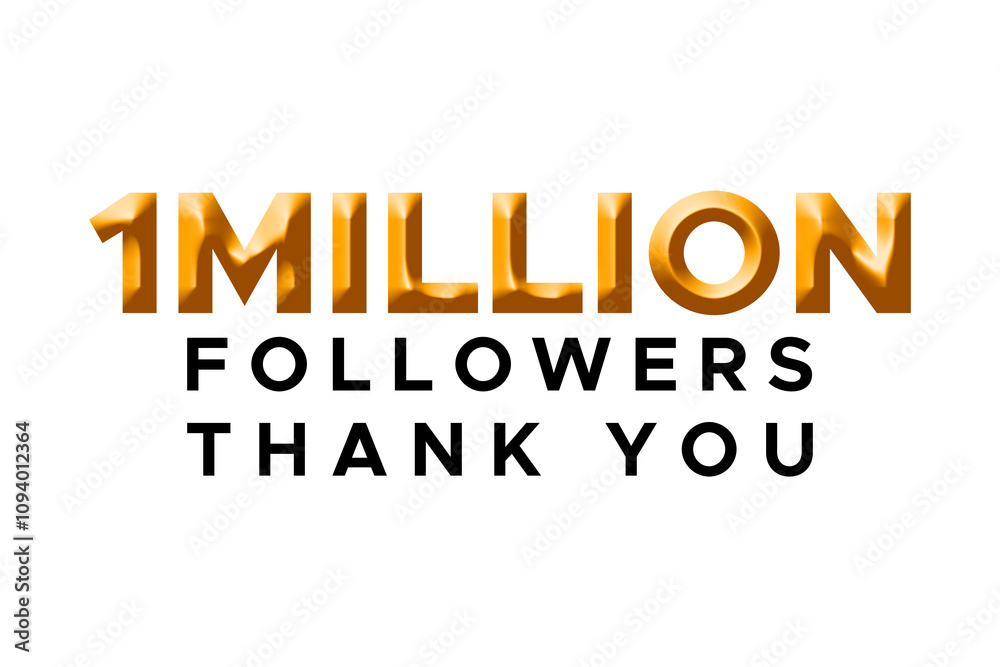 1 million followers thank you typography on white background 1 million followers thank you typography on white background