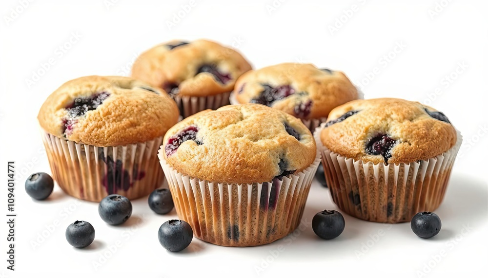 blueberry muffins isolated on a white background for web, print or creative projects blueberry muffins isolated on a white background for web, print or creative projects