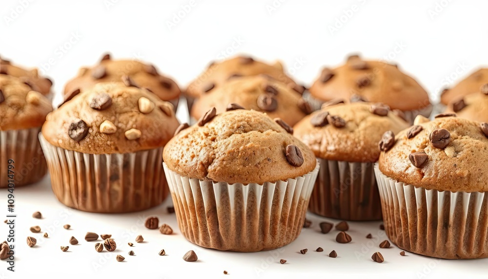 muffins with chocolate isolated on a white background for web, print or creative projects muffins with chocolate isolated on a white background for web, print or creative projects