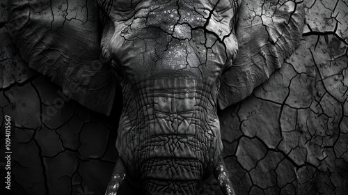 Close-Up of an Elephant's Wrinkled Skin and Eye photo