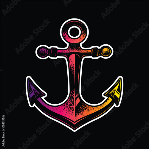 Sea anchor. Original vector illustration in vintage style. T-shirt design. photo