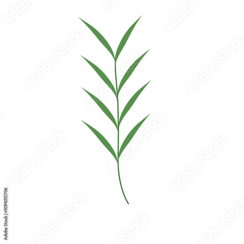 Simple hand drawn green leaf illustration 
