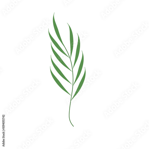 Simple hand drawn green leaf illustration 
