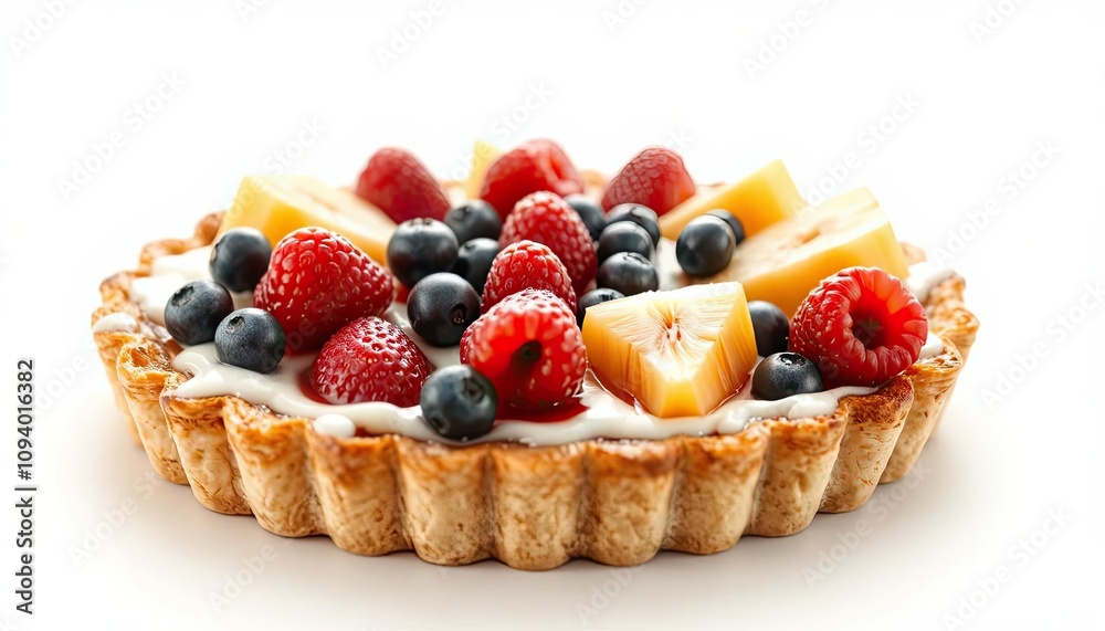 tart with berries and fruit isolated on a white background for web, print or creative projects tart with berries and fruit isolated on a white background for web, print or creative projects