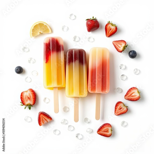 fruit popcicles isolated on a white  background for web, print or creative projects photo