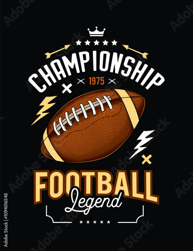 American football club emblem. Original vector illustration in vintage style. T-shirt design.