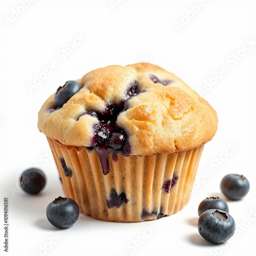 blueberry muffin isolated on a white  background for web, print or creative projects