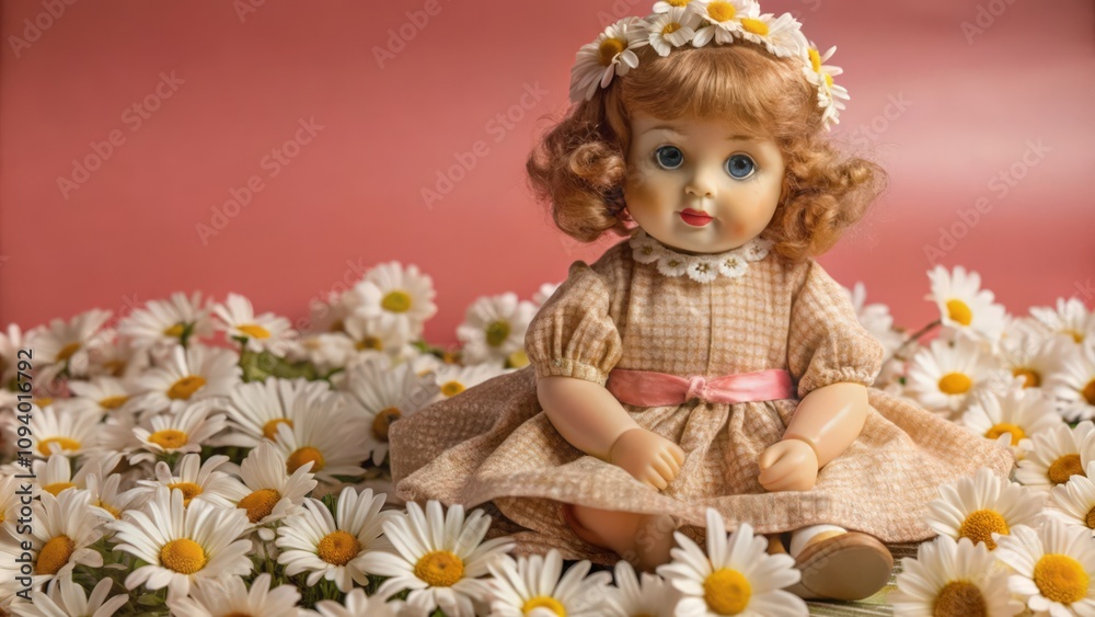 Porcelain Doll in a Daisy Field Porcelain Doll in a Daisy Field