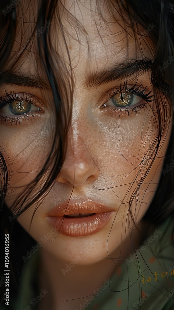 Close-Up Portrait of a Woman with Intriguing Eyes Close-Up Portrait of a Woman with Intriguing Eyes