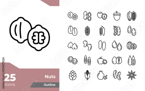 Nuts Outline Icons