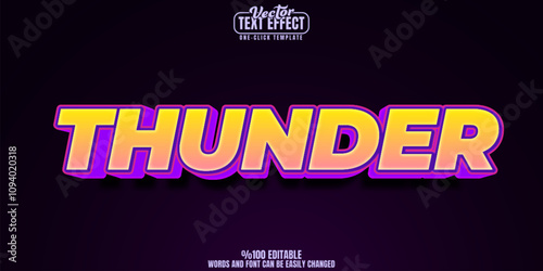 Thunder editable text effect, customizable storm and lightning 3d font style