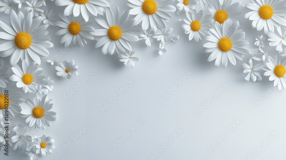 白いデイジーの花が彩るシンプルで爽やかな背景 | Simple and Fresh Background with White Daisy Flowers 白いデイジーの花が彩るシンプルで爽やかな背景 | Simple and Fresh Background with White Daisy Flowers