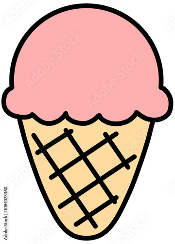 Pink ice cream cone clipart. isolated on transparent background.
