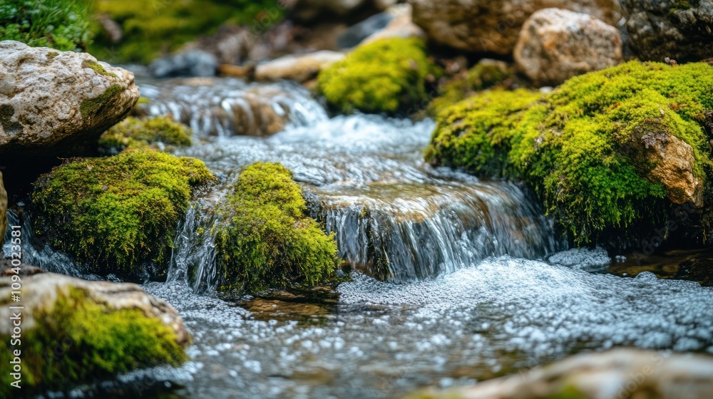 Tranquil Creek Flowing Through Lush Greenery Tranquil Creek Flowing Through Lush Greenery