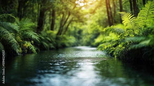 Tranquil River Flowing Through a Lush Forest